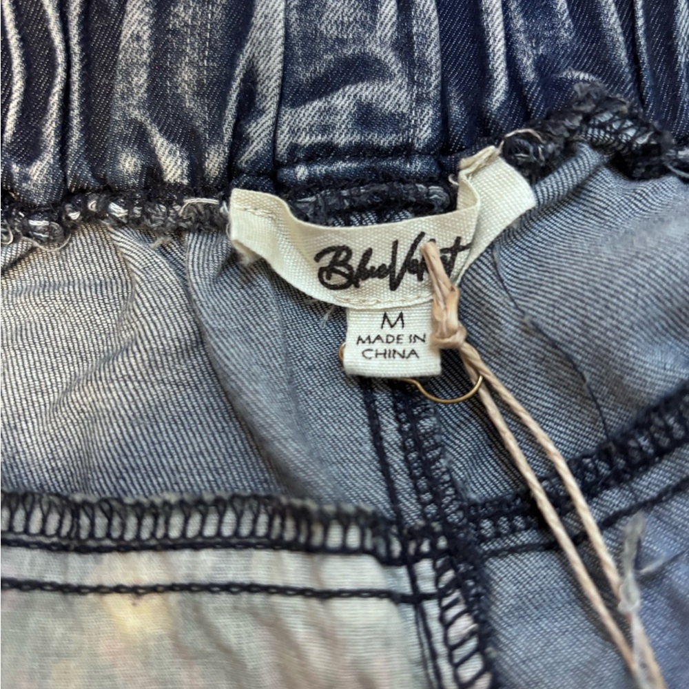 Blue Velvet Contrasting Patchwork Denim Wide-Leg Pants Size M NWT Sealed Bag - Picture 5 of 10